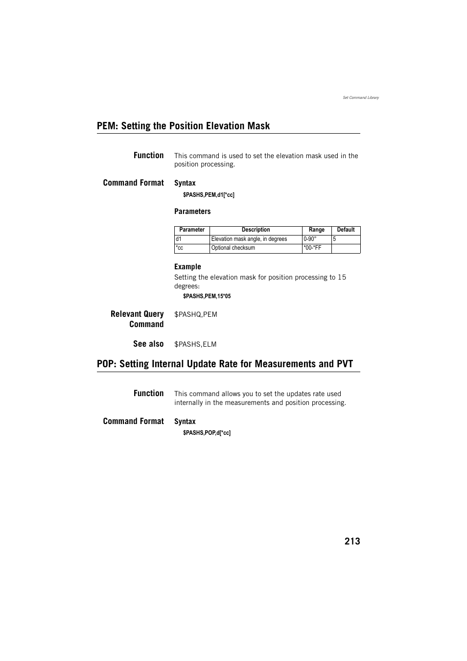 Pem: setting the position elevation mask | Spectra Precision ProMark 800 Reference Manual User Manual | Page 225 / 428