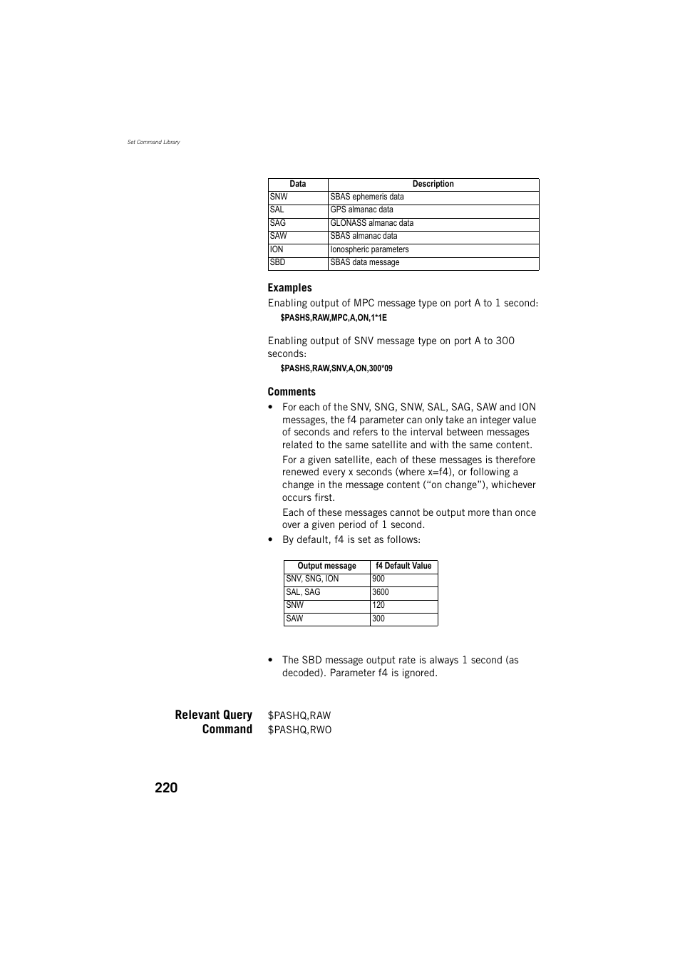 Relevant query command | Spectra Precision ProMark 800 Reference Manual User Manual | Page 232 / 428