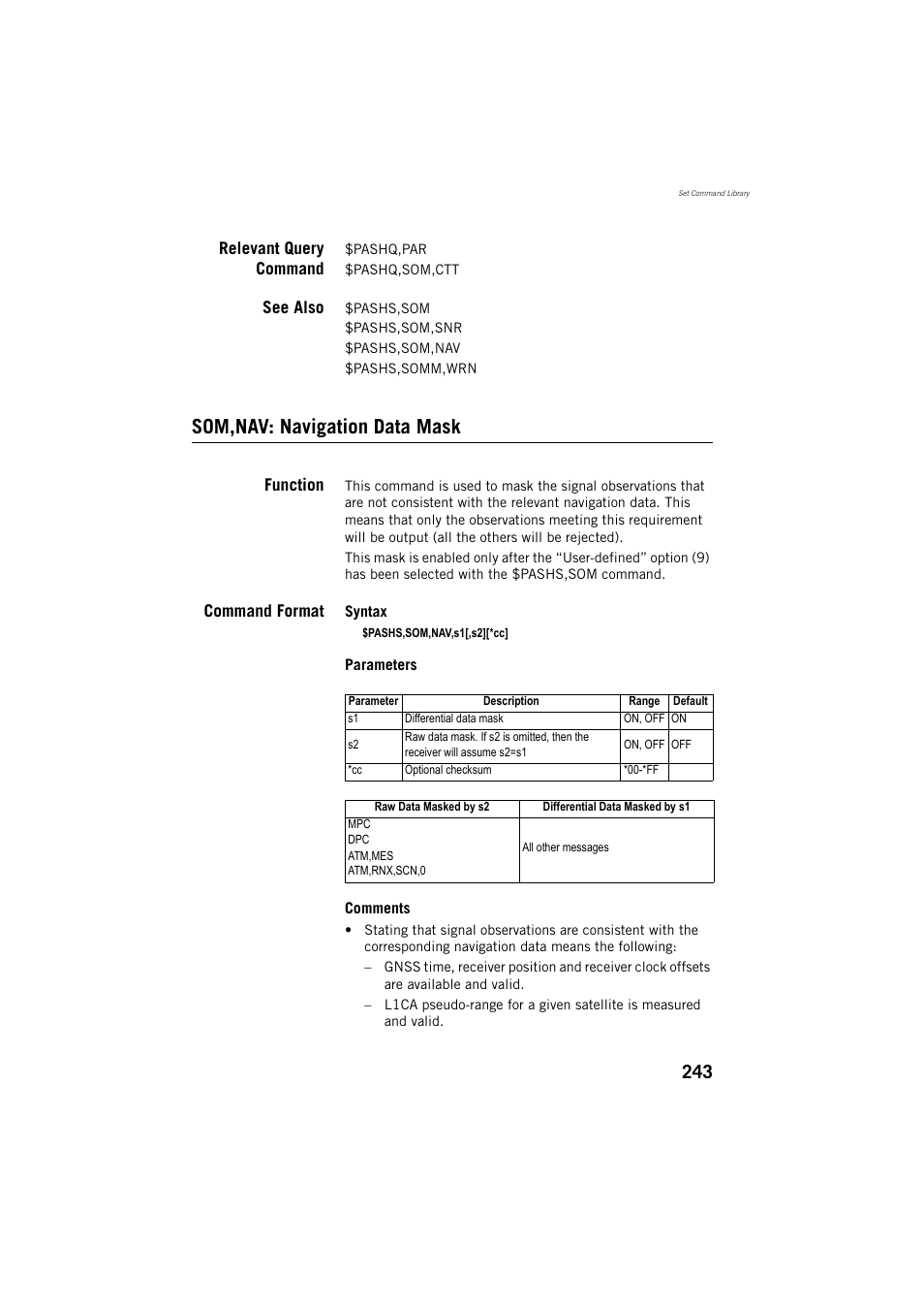 Som,nav: navigation data mask | Spectra Precision ProMark 800 Reference Manual User Manual | Page 255 / 428