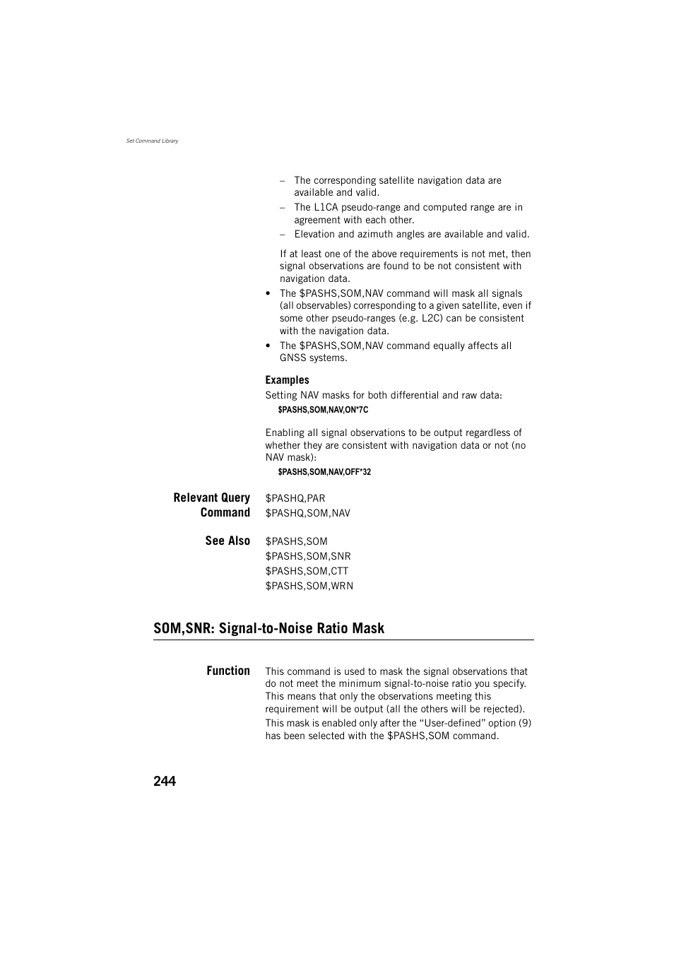 Som,snr: signal-to-noise ratio mask | Spectra Precision ProMark 800 Reference Manual User Manual | Page 256 / 428