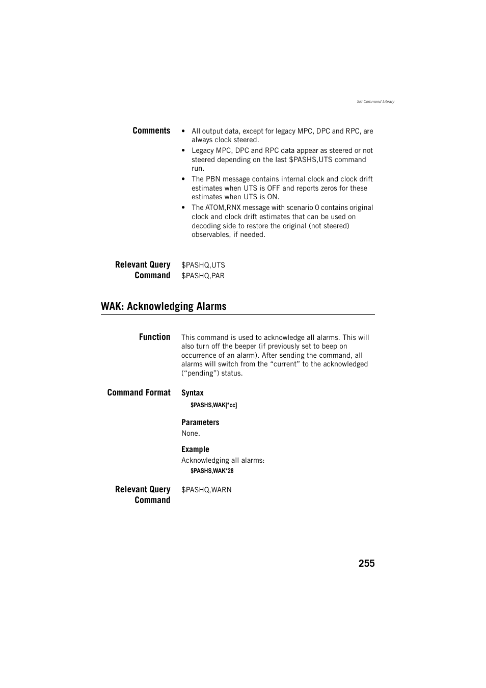 Wak: acknowledging alarms | Spectra Precision ProMark 800 Reference Manual User Manual | Page 267 / 428