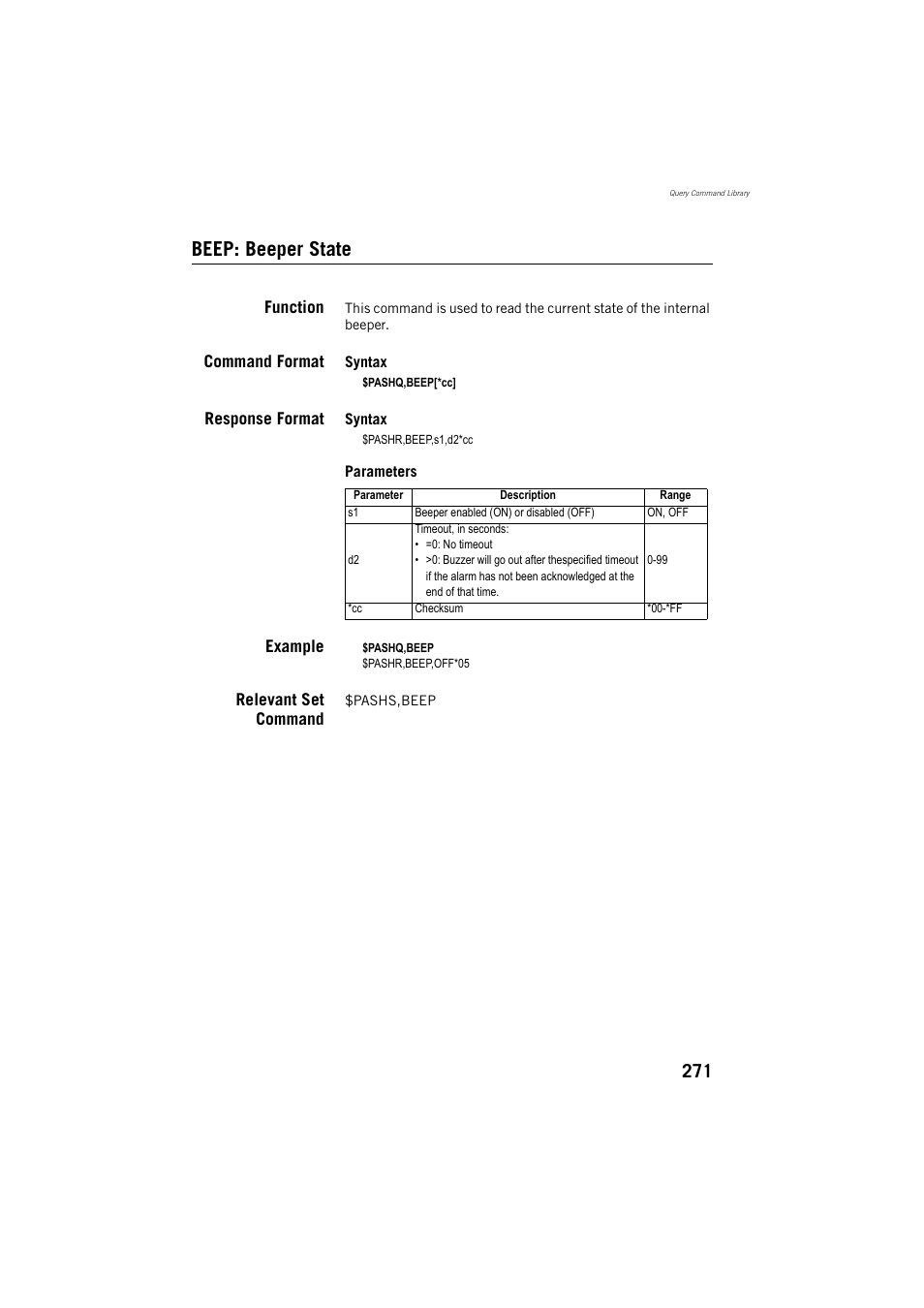 Beep: beeper state | Spectra Precision ProMark 800 Reference Manual User Manual | Page 283 / 428