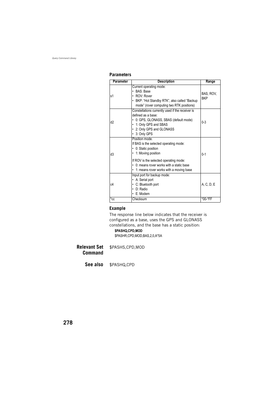 Relevant set command, See also | Spectra Precision ProMark 800 Reference Manual User Manual | Page 290 / 428