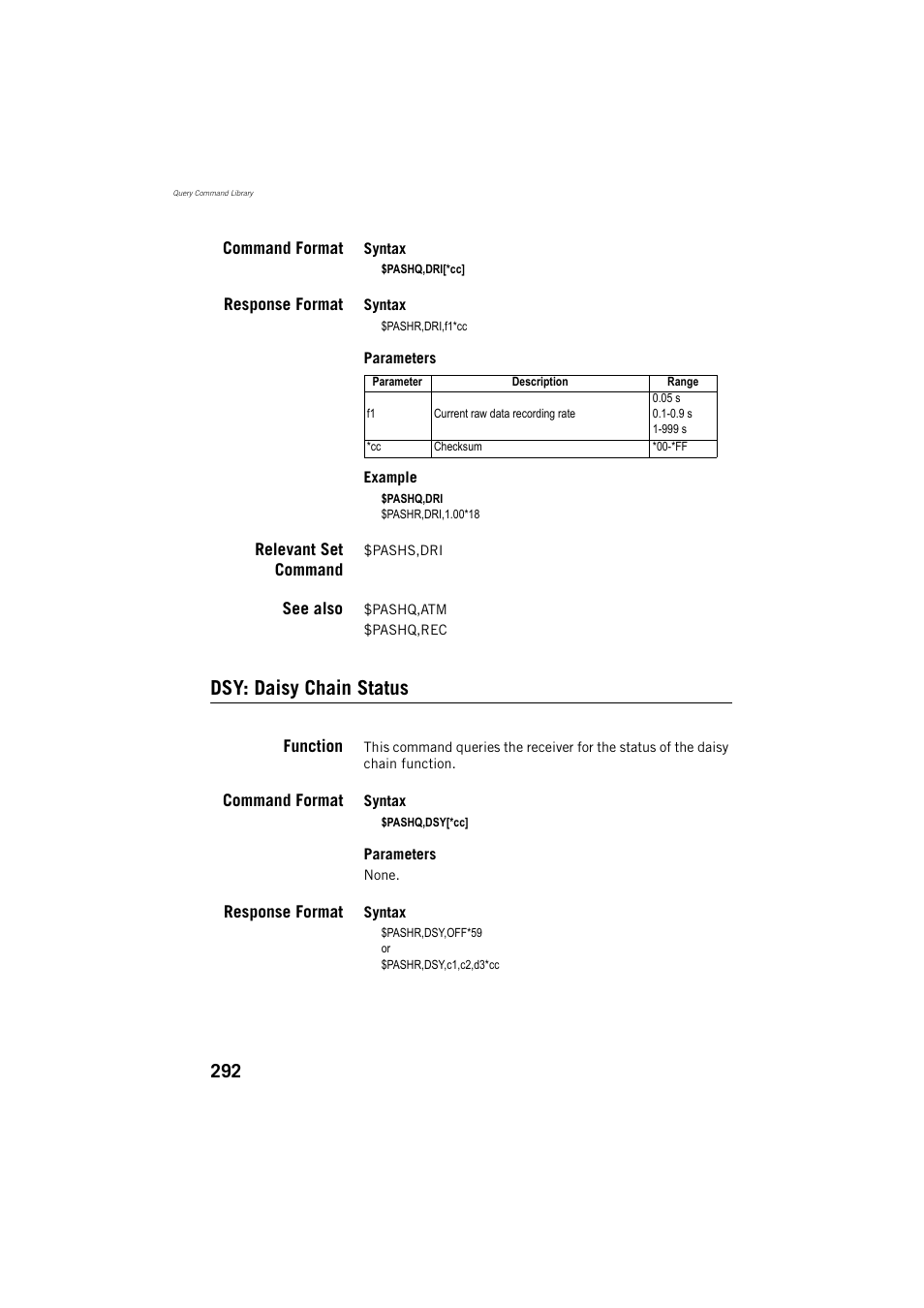 Dsy: daisy chain status | Spectra Precision ProMark 800 Reference Manual User Manual | Page 304 / 428