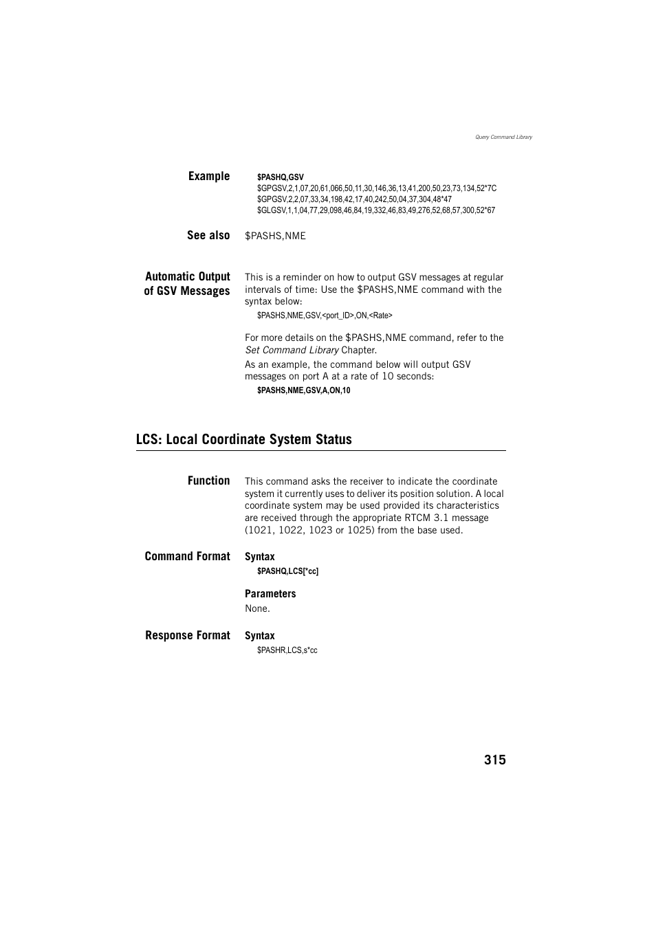 Lcs: local coordinate system status | Spectra Precision ProMark 800 Reference Manual User Manual | Page 327 / 428