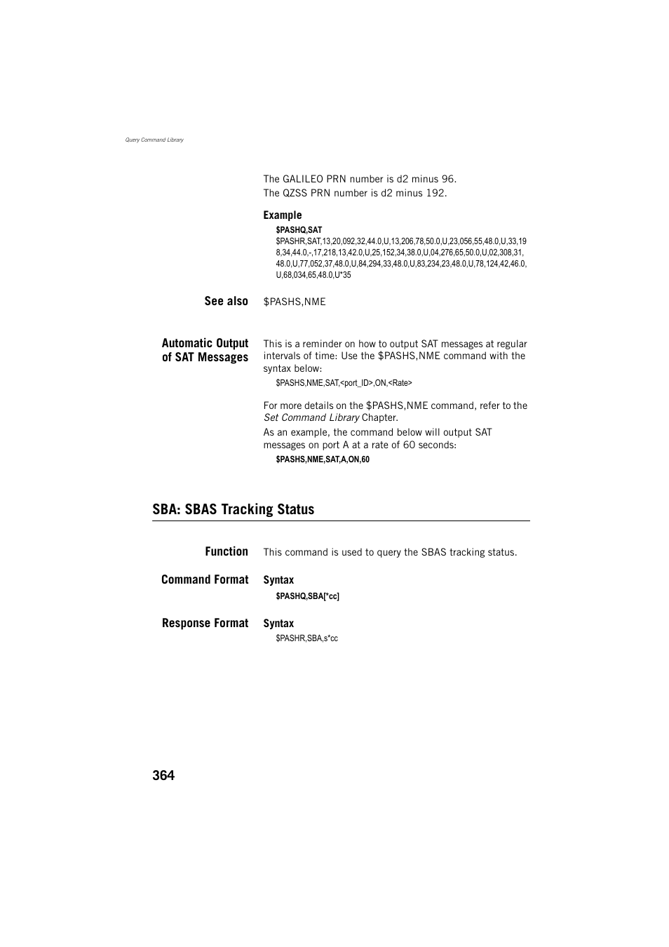 Sba: sbas tracking status | Spectra Precision ProMark 800 Reference Manual User Manual | Page 376 / 428