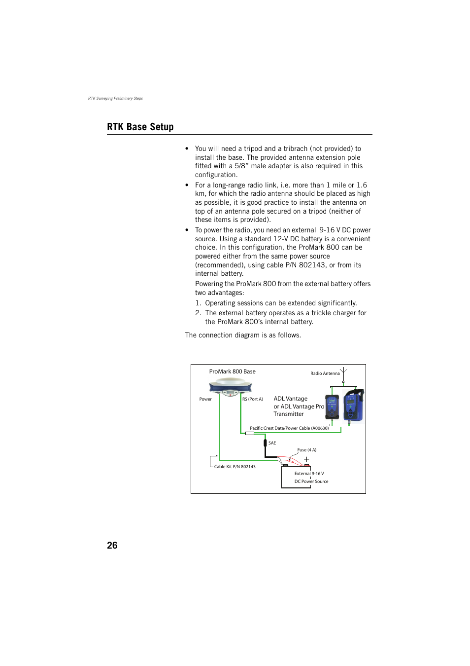 Rtk base setup | Spectra Precision ProMark 800 Reference Manual User Manual | Page 38 / 428