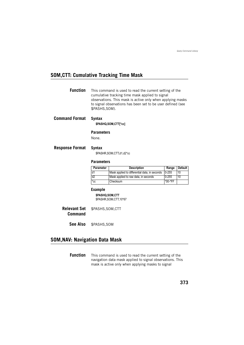 Som,ctt: cumulative tracking time mask, Som,nav: navigation data mask | Spectra Precision ProMark 800 Reference Manual User Manual | Page 385 / 428