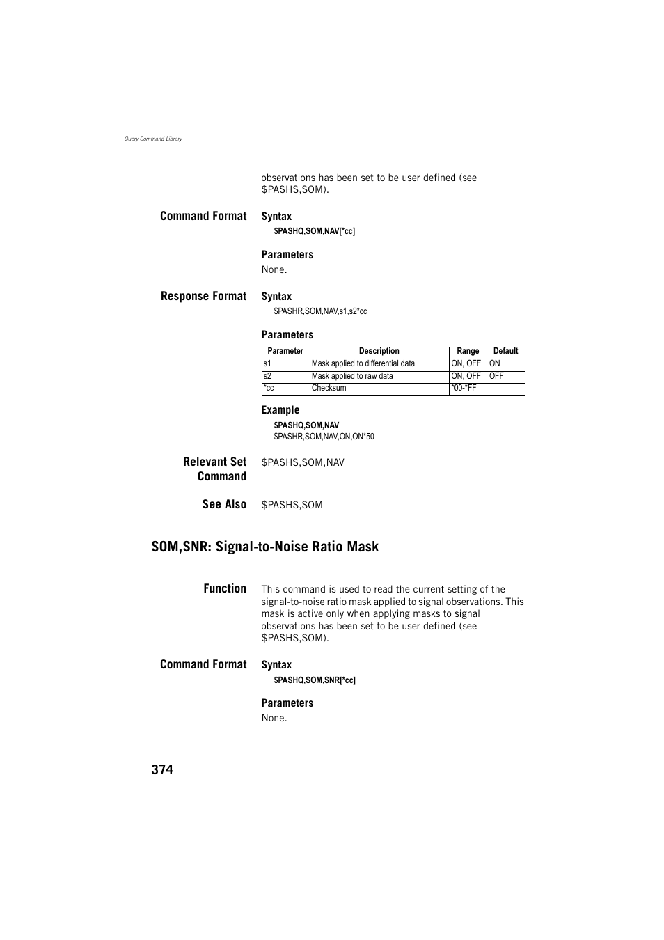 Som,snr: signal-to-noise ratio mask | Spectra Precision ProMark 800 Reference Manual User Manual | Page 386 / 428