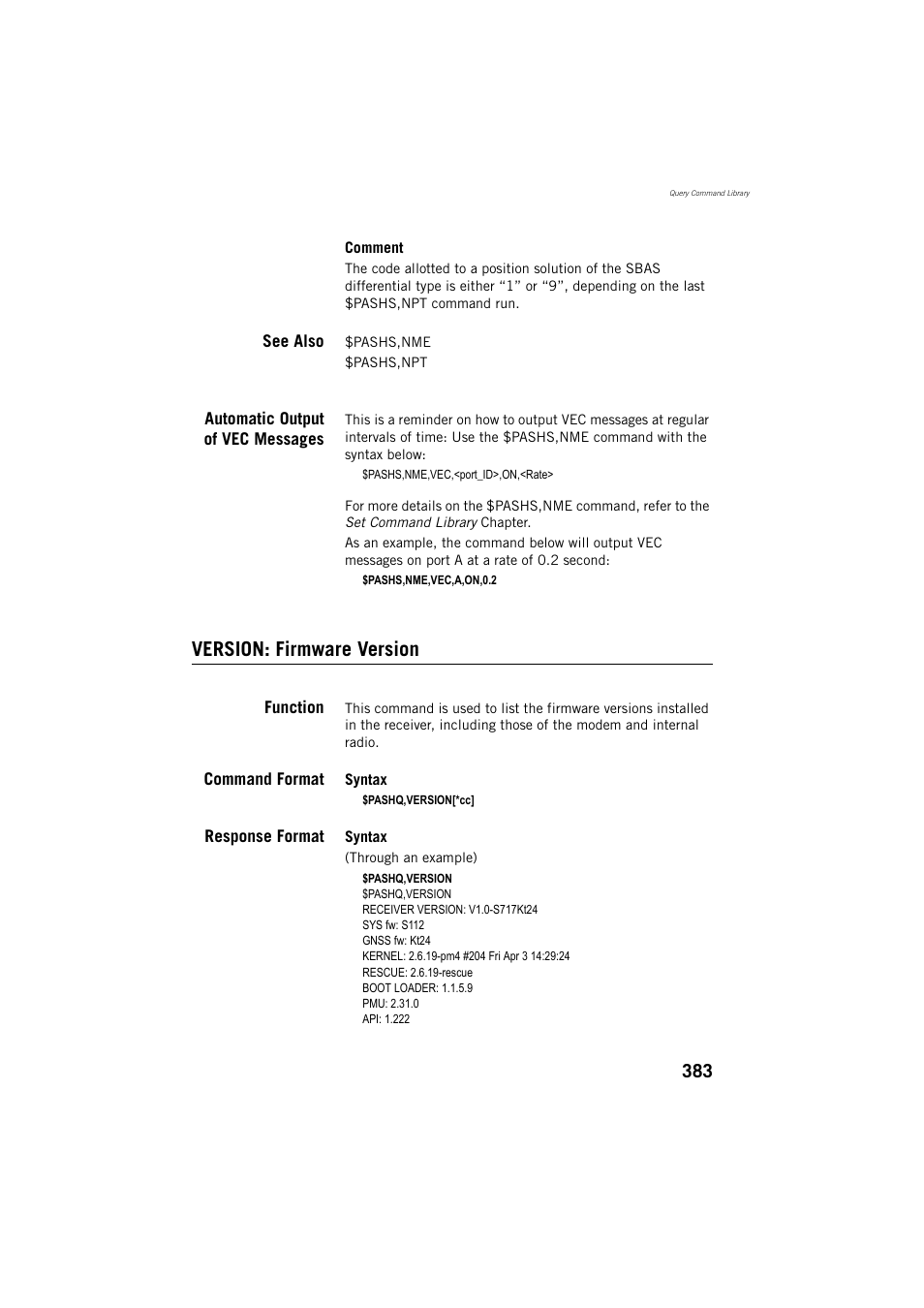 Version: firmware version | Spectra Precision ProMark 800 Reference Manual User Manual | Page 395 / 428