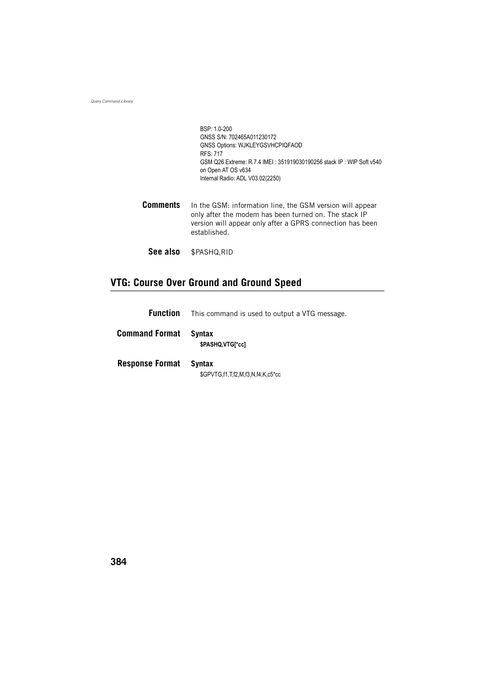 Vtg: course over ground and ground speed | Spectra Precision ProMark 800 Reference Manual User Manual | Page 396 / 428