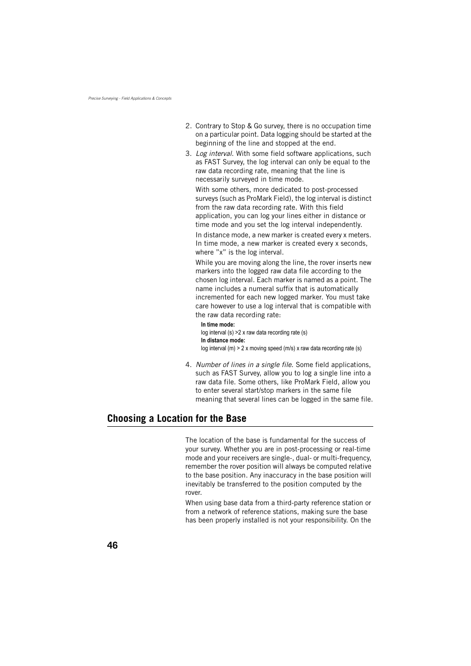 Choosing a location for the base, Choosing a, Ee choosing a | Spectra Precision ProMark 800 Reference Manual User Manual | Page 58 / 428