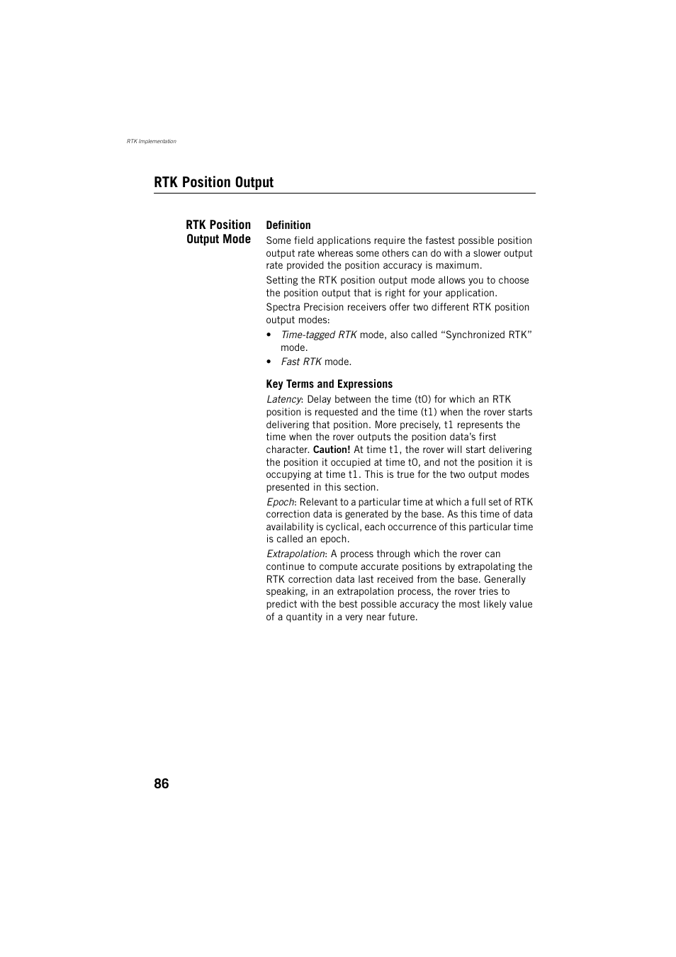 Rtk position output | Spectra Precision ProMark 800 Reference Manual User Manual | Page 98 / 428