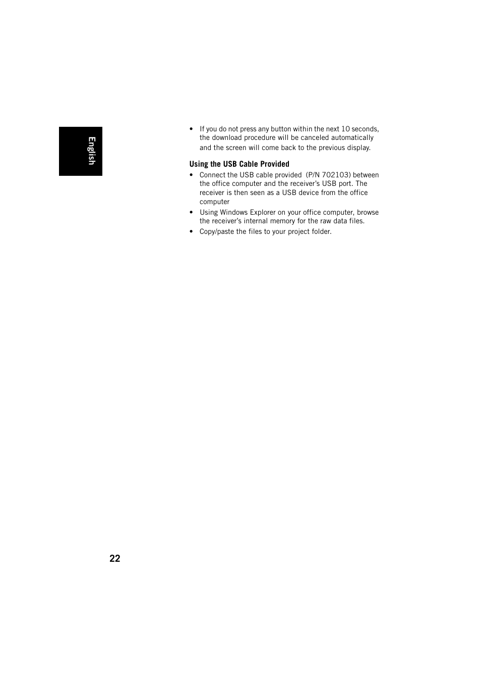 Using the usb cable provided | Spectra Precision ProMark 800 User Manual | Page 26 / 30