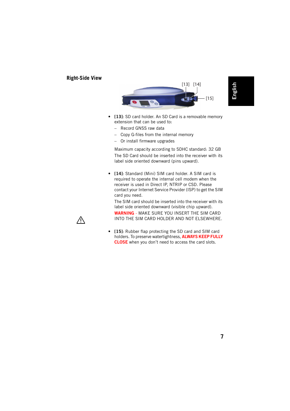 Right-side view | Spectra Precision SP80 User Manual | Page 13 / 68