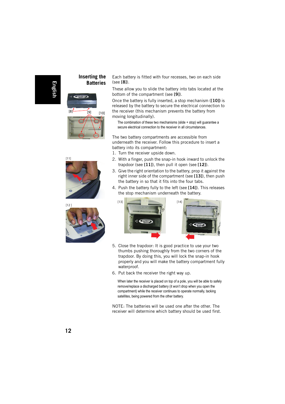 Inserting the batteries | Spectra Precision SP80 User Manual | Page 18 / 68
