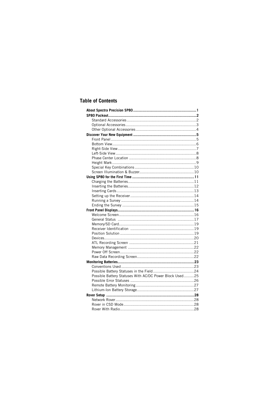 Spectra Precision SP80 User Manual | Page 5 / 68