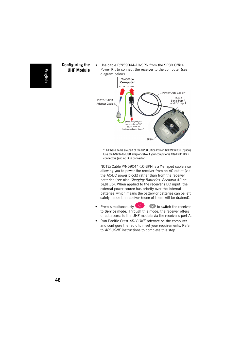 Configuring the uhf module, English | Spectra Precision SP80 User Manual | Page 54 / 68