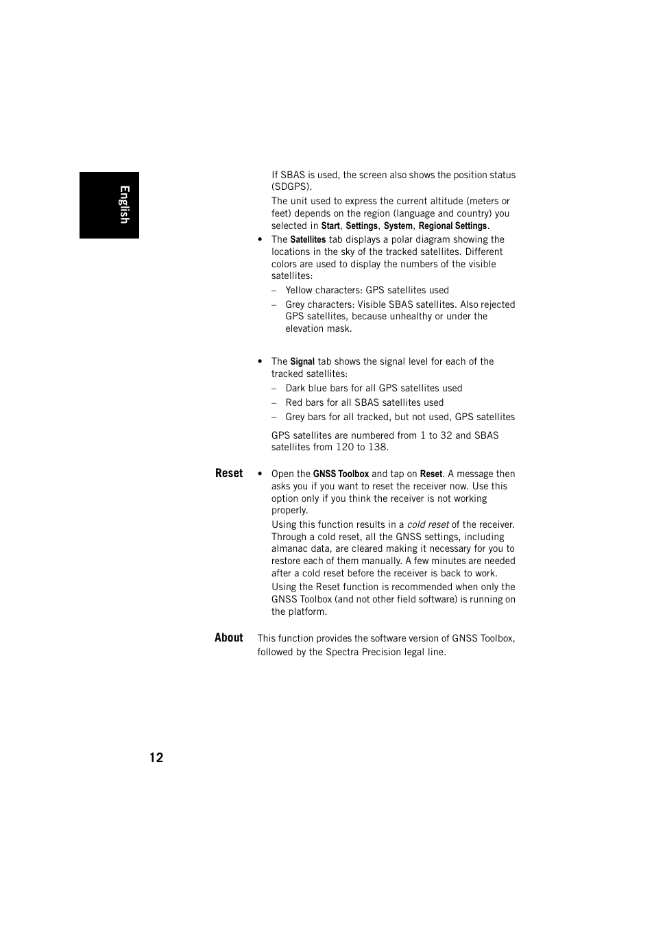 Reset, About, Reset about | Spectra Precision MobileMapper 20 User Manual | Page 18 / 34