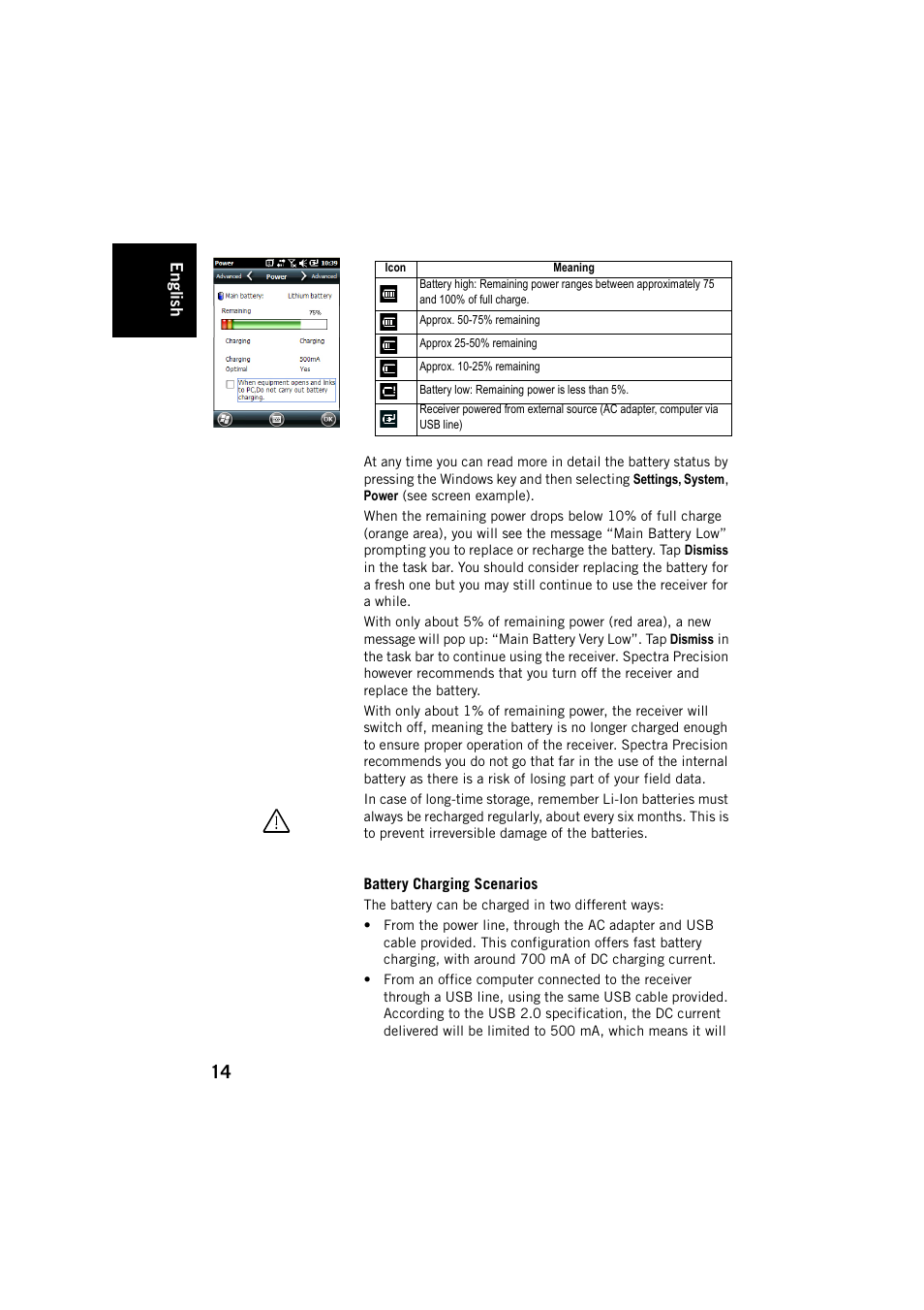 Battery charging scenarios | Spectra Precision MobileMapper 20 User Manual | Page 20 / 34