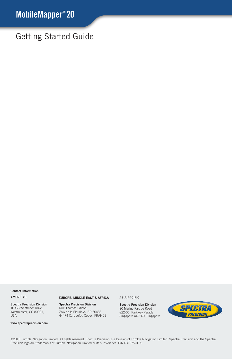 Mobilemapper, Getting started guide | Spectra Precision MobileMapper 20 User Manual | Page 34 / 34