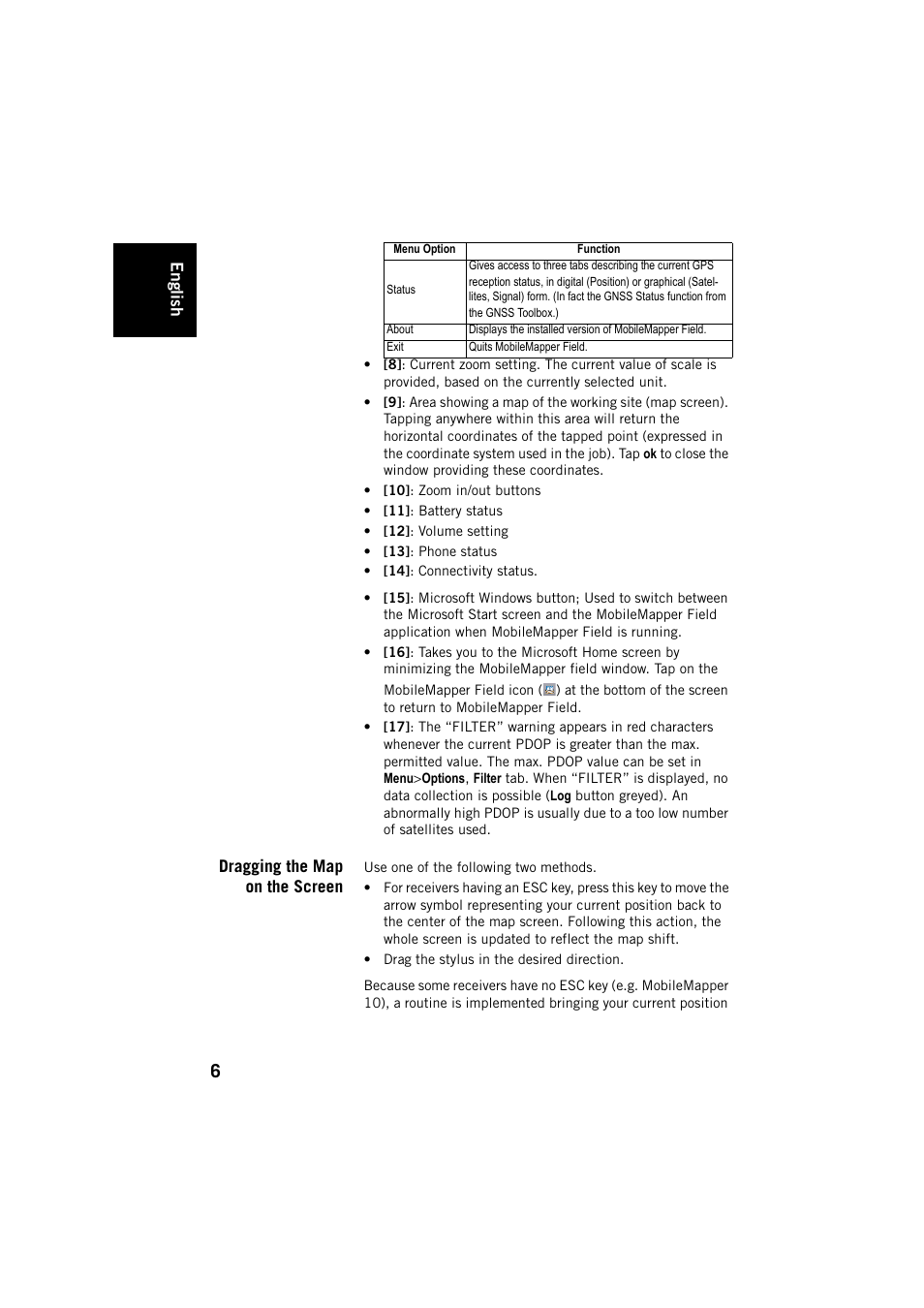 Dragging the map on the screen | Spectra Precision MobileMapper Field & Office Software User Manual | Page 14 / 72
