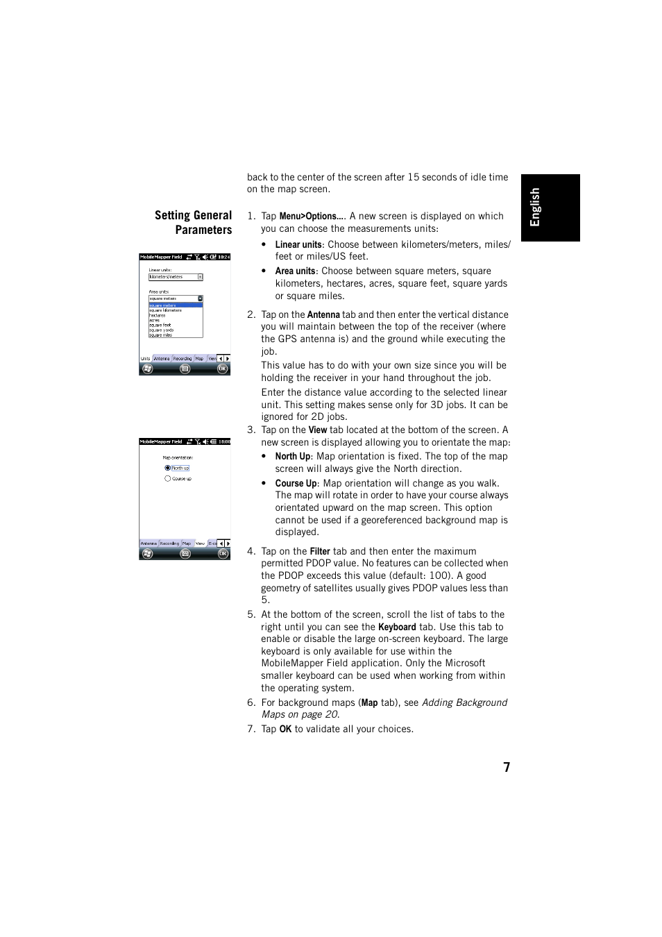 Setting general parameters | Spectra Precision MobileMapper Field & Office Software User Manual | Page 15 / 72