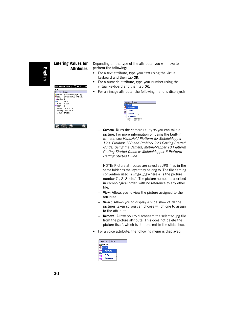 Entering values for attributes | Spectra Precision MobileMapper Field & Office Software User Manual | Page 38 / 72