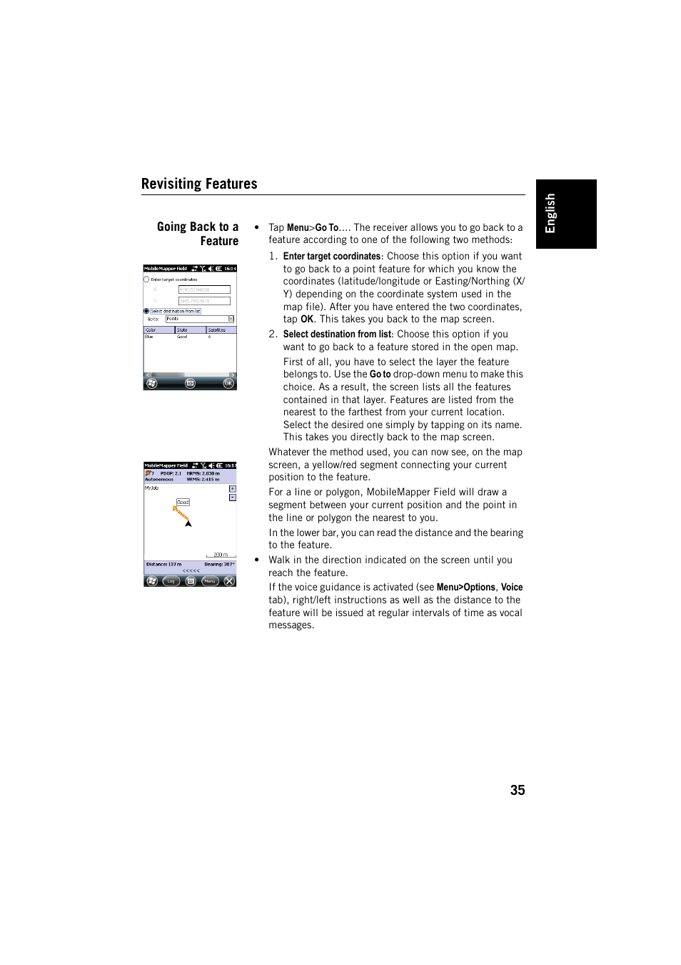 Revisiting features, Going back to a feature | Spectra Precision MobileMapper Field & Office Software User Manual | Page 43 / 72