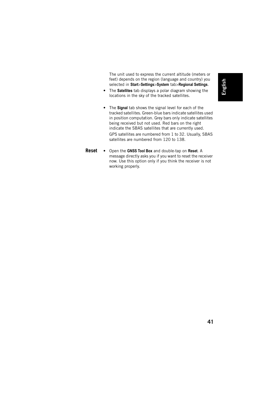 Reset | Spectra Precision MobileMapper Field & Office Software User Manual | Page 49 / 72