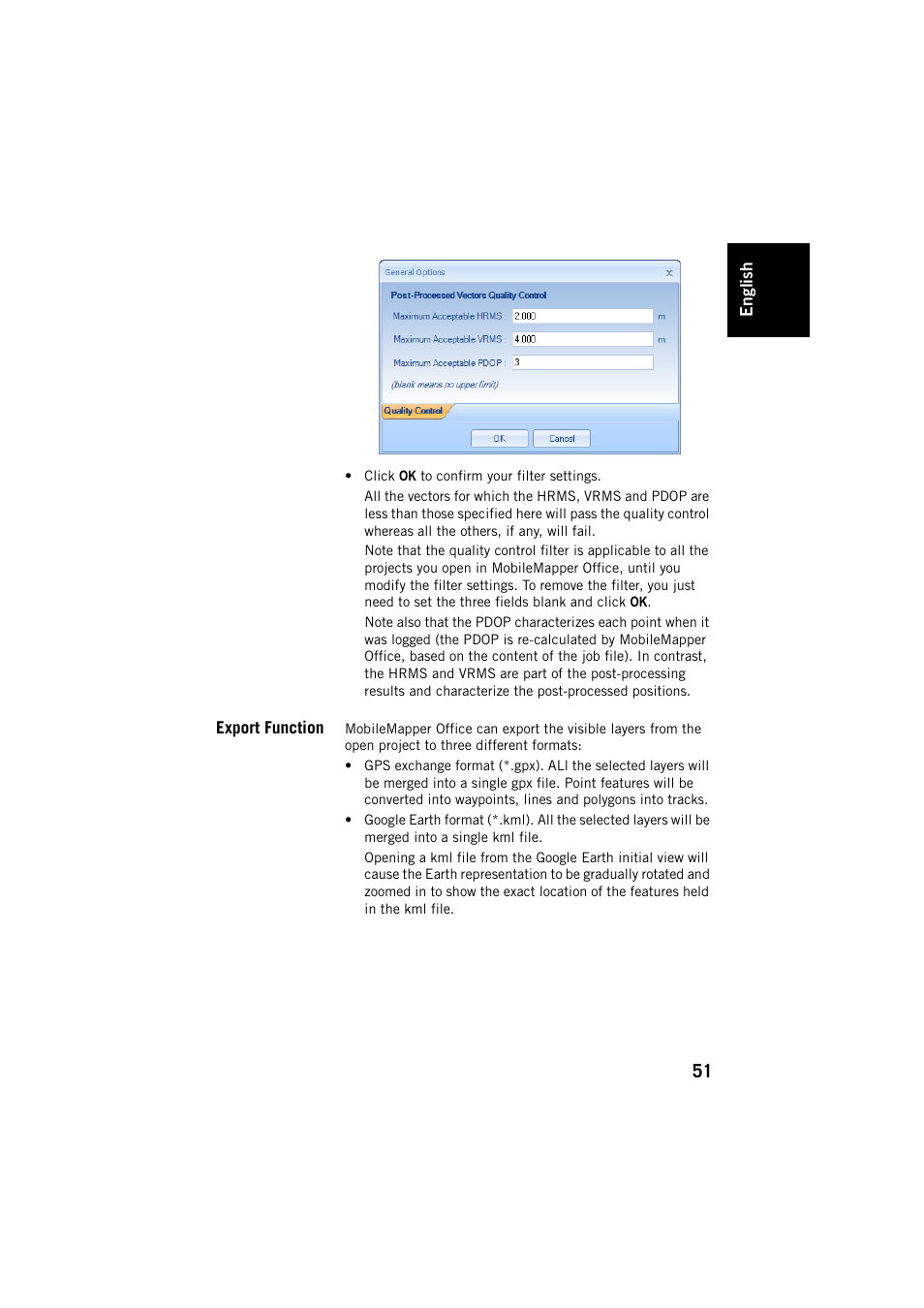 Export function | Spectra Precision MobileMapper Field & Office Software User Manual | Page 59 / 72