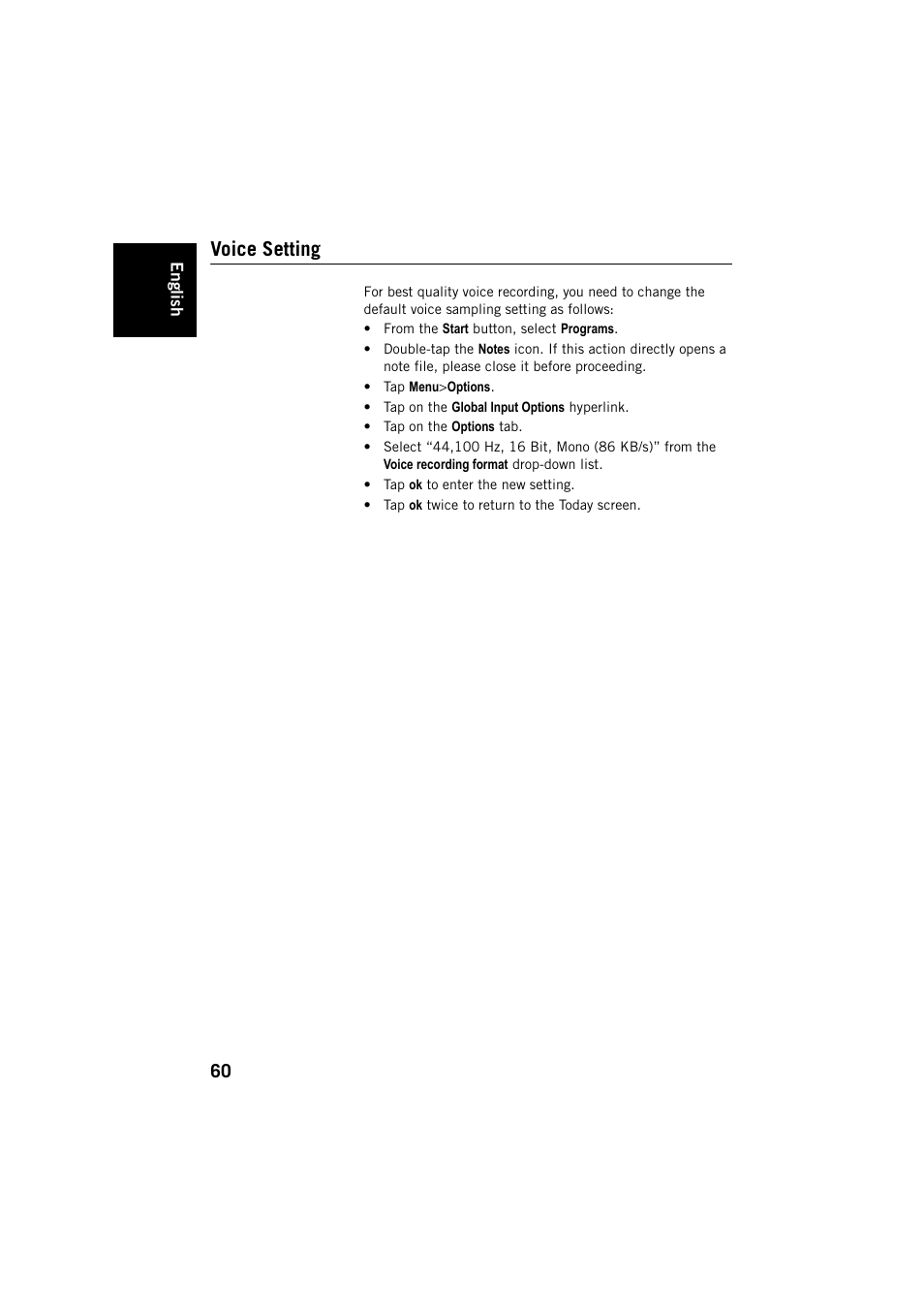 Voice setting | Spectra Precision MobileMapper Field & Office Software User Manual | Page 68 / 72