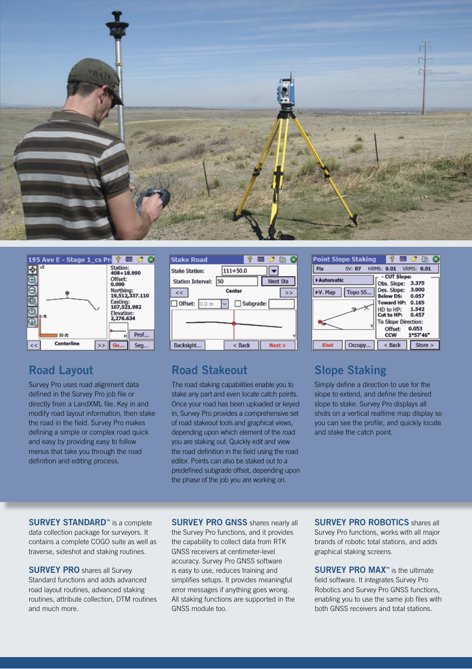 Road layout, Road stakeout, Slope staking | Spectra Precision Ranger 3 User Manual | Page 7 / 8