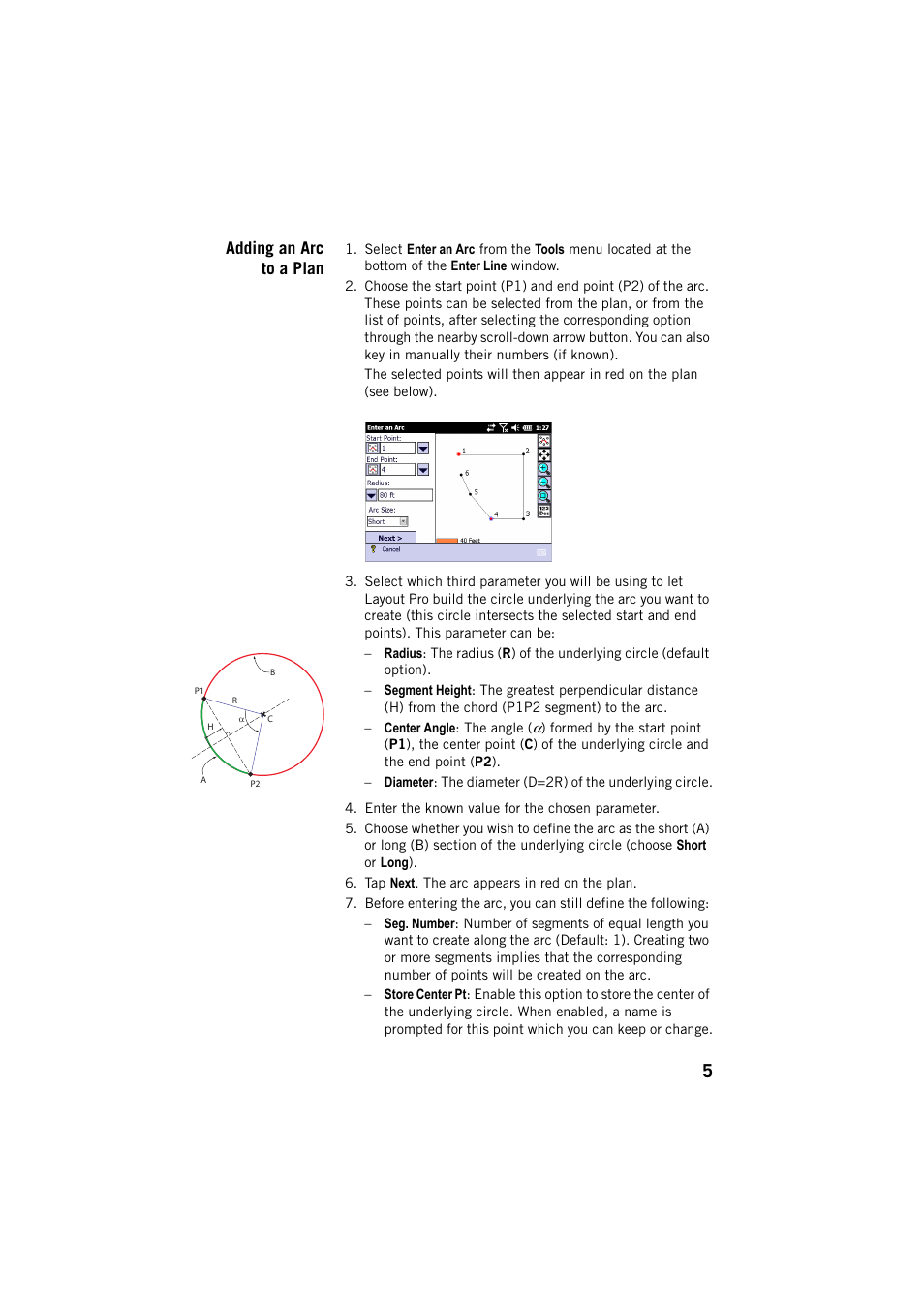 Adding an arc to a plan | Spectra Precision Layout Pro Field Software Quick Start Guide User Manual | Page 15 / 44