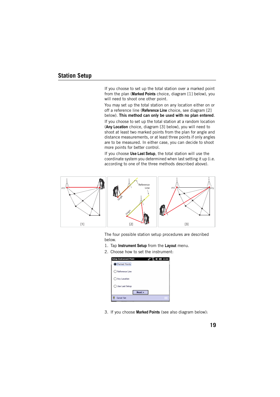Station setup | Spectra Precision Layout Pro Field Software Quick Start Guide User Manual | Page 29 / 44
