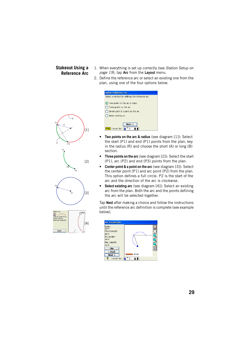 Stakeout using a reference arc | Spectra Precision Layout Pro Field Software Quick Start Guide User Manual | Page 39 / 44