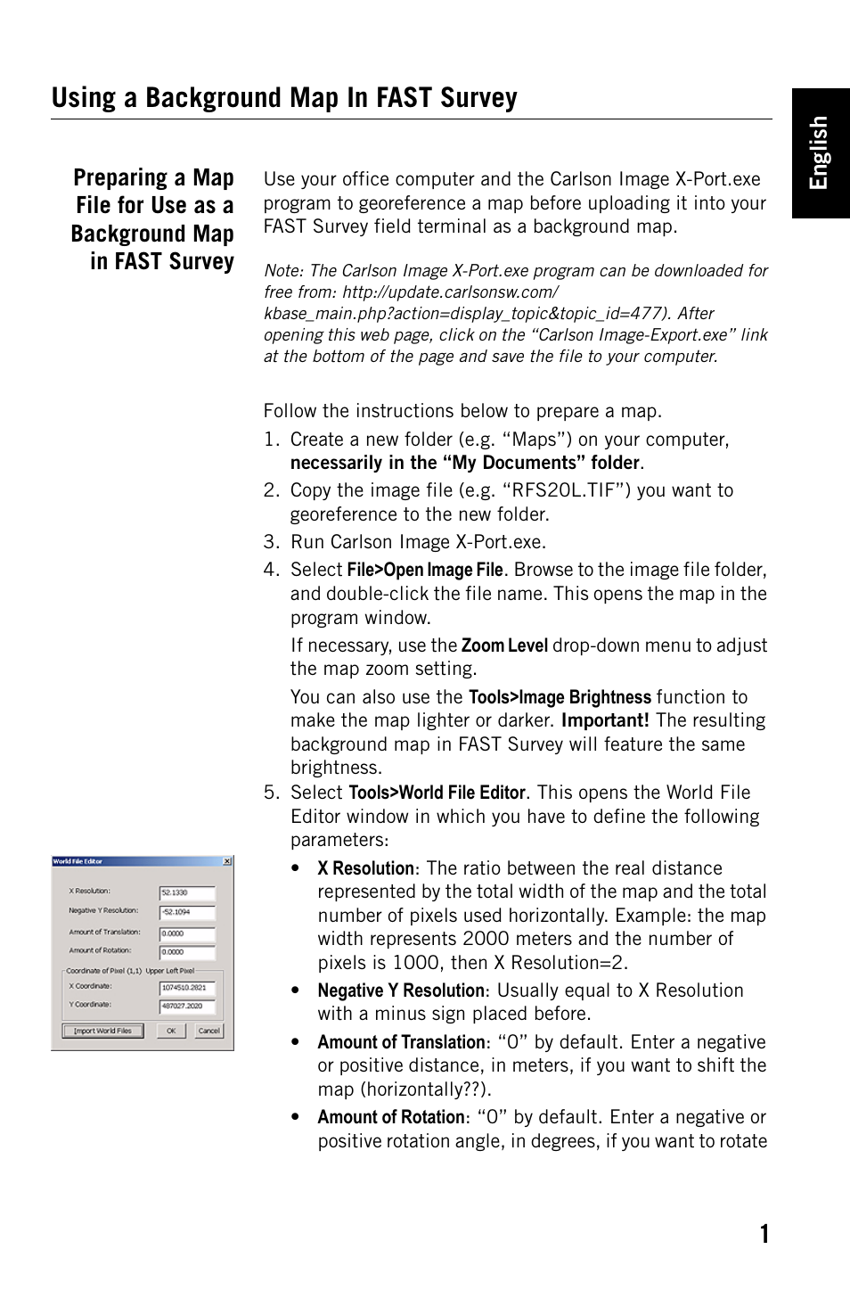 Spectra Precision FAST Survey Using a background map in FAST Survey User Manual | 6 pages