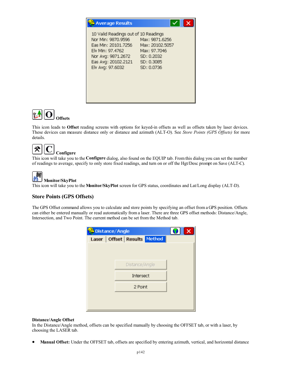 Store points (gps offsets) | Spectra Precision FAST Survey Reference Manual User Manual | Page 144 / 398
