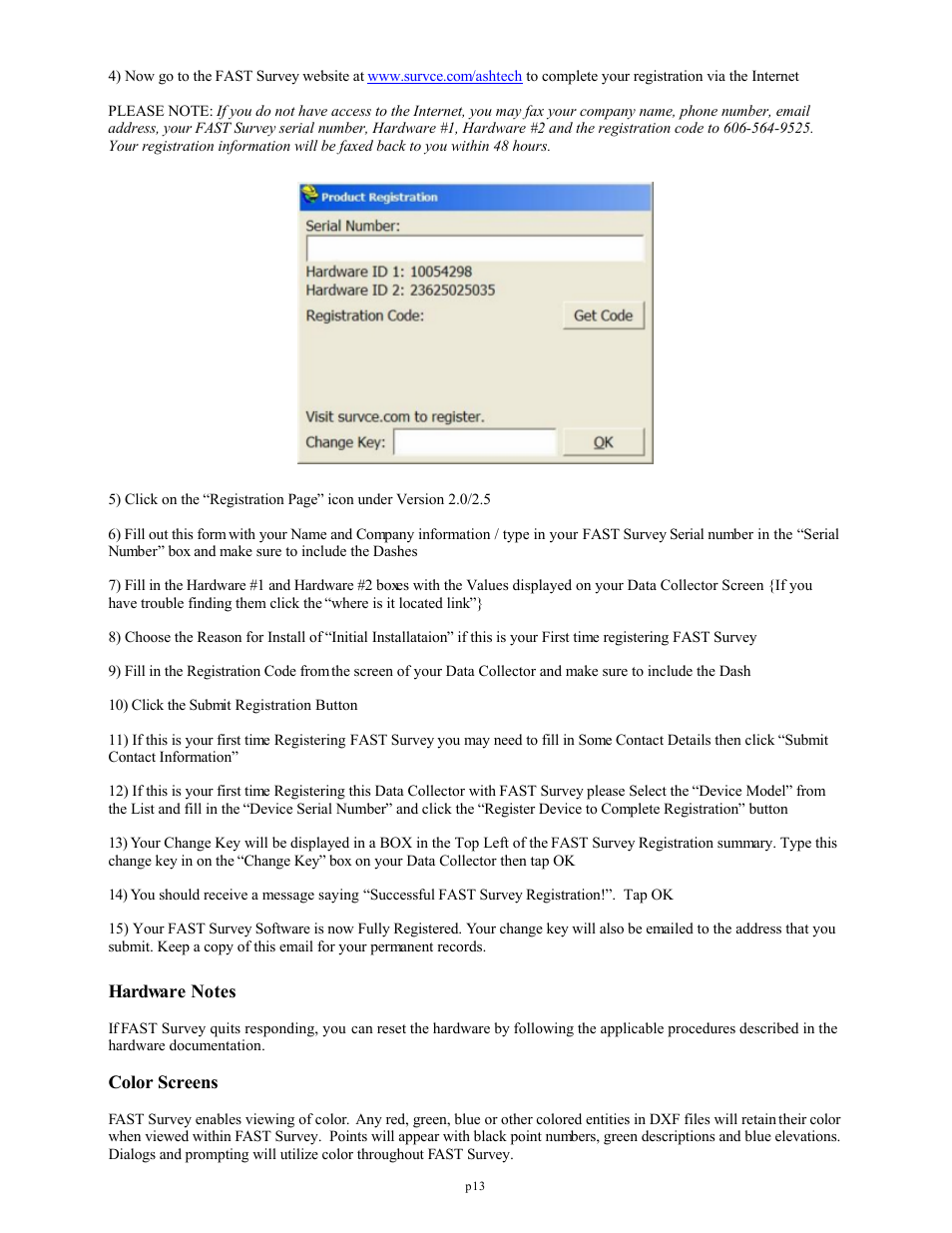 Hardware notes, Color screens | Spectra Precision FAST Survey Reference Manual User Manual | Page 15 / 398