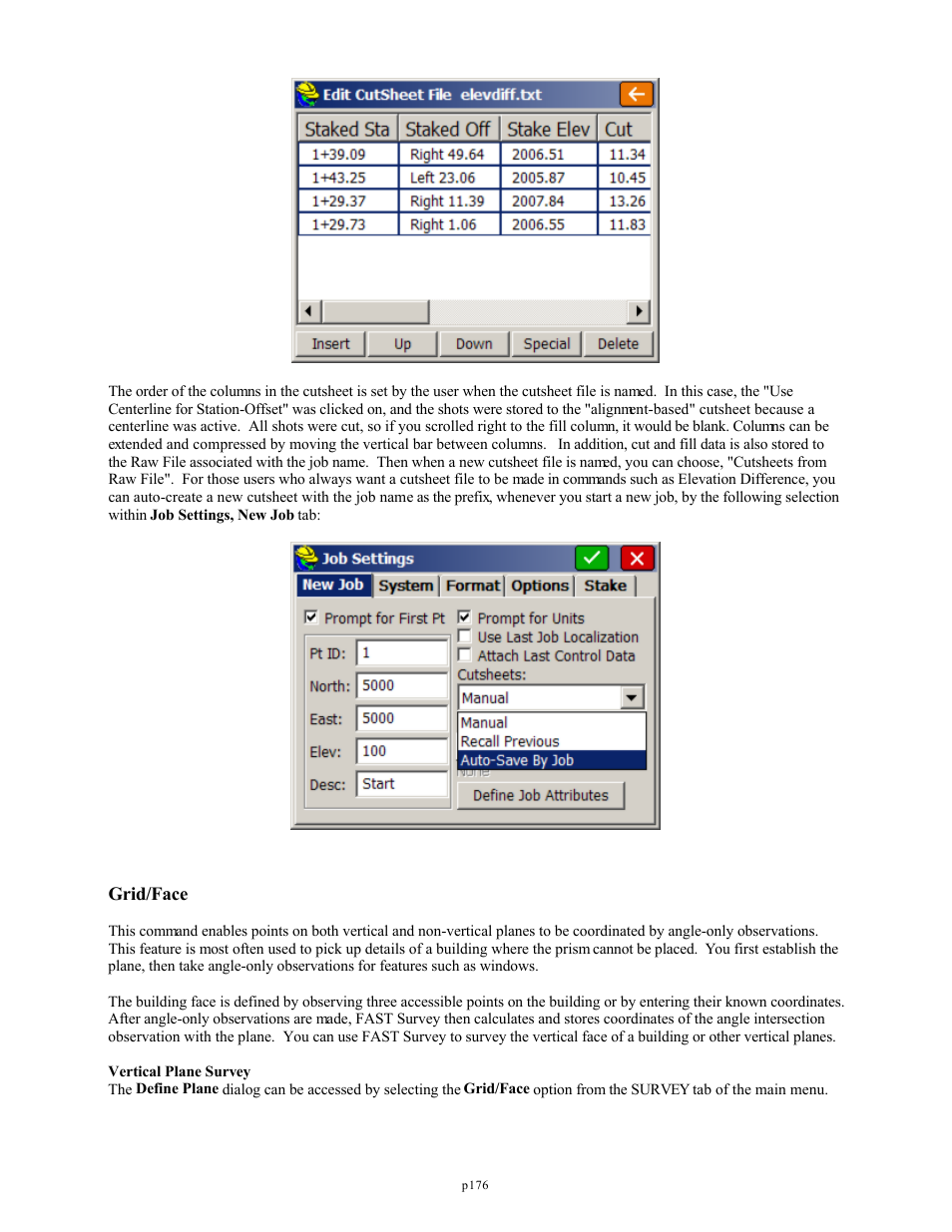 Grid/face | Spectra Precision FAST Survey Reference Manual User Manual | Page 178 / 398