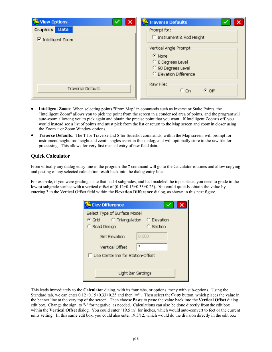 Quick calculator | Spectra Precision FAST Survey Reference Manual User Manual | Page 20 / 398