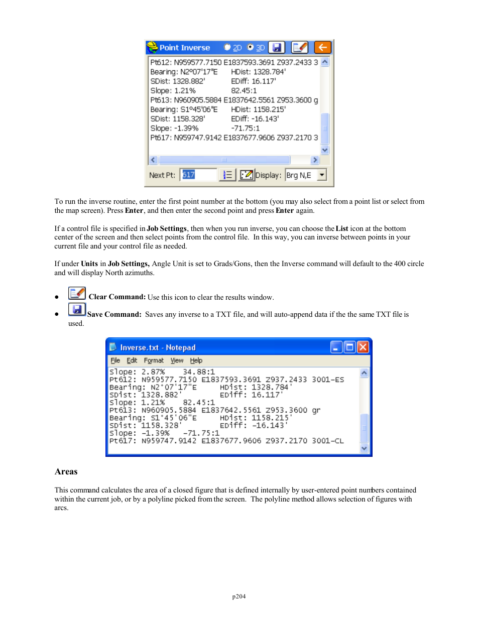 Areas | Spectra Precision FAST Survey Reference Manual User Manual | Page 206 / 398
