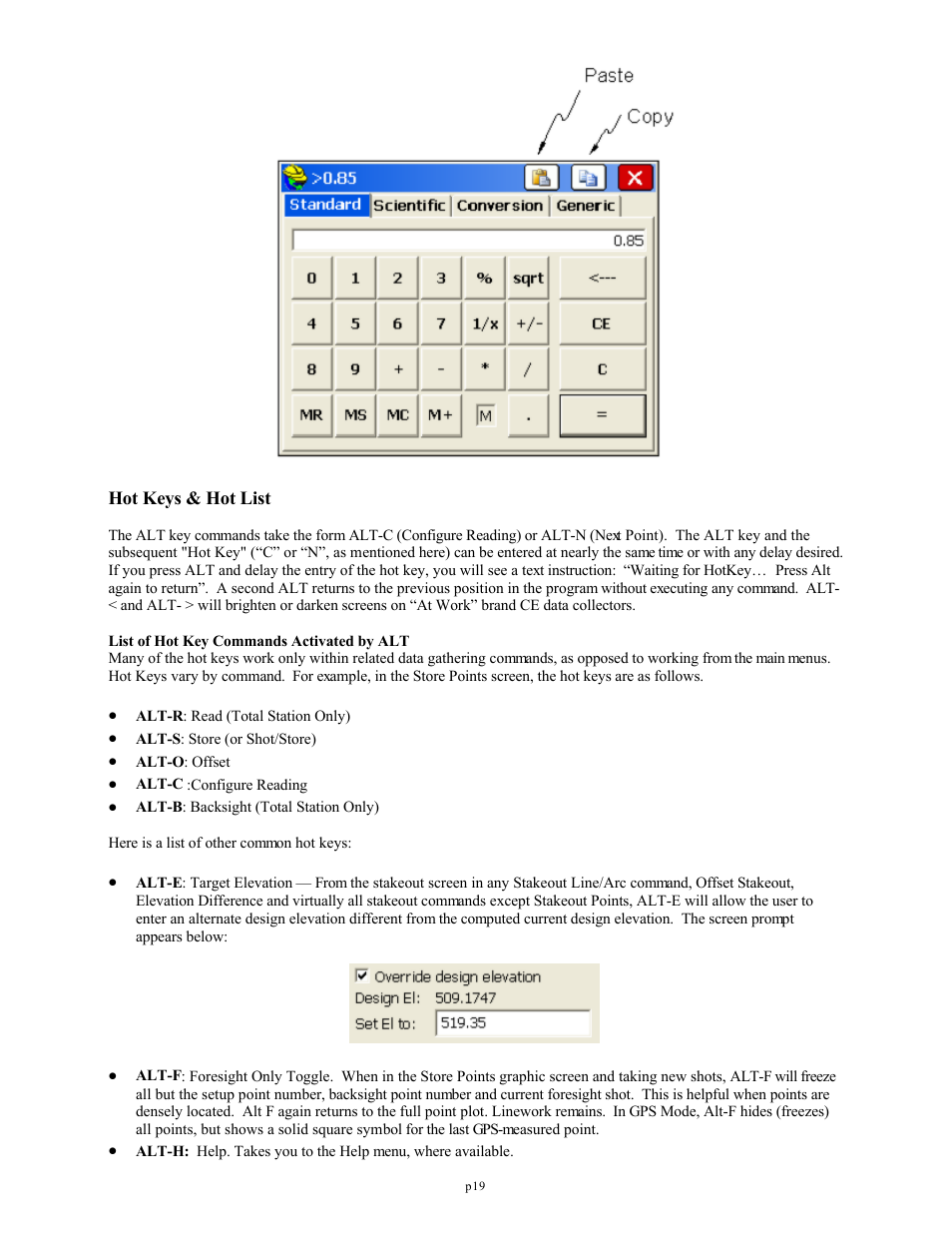 Hot keys & hot list | Spectra Precision FAST Survey Reference Manual User Manual | Page 21 / 398