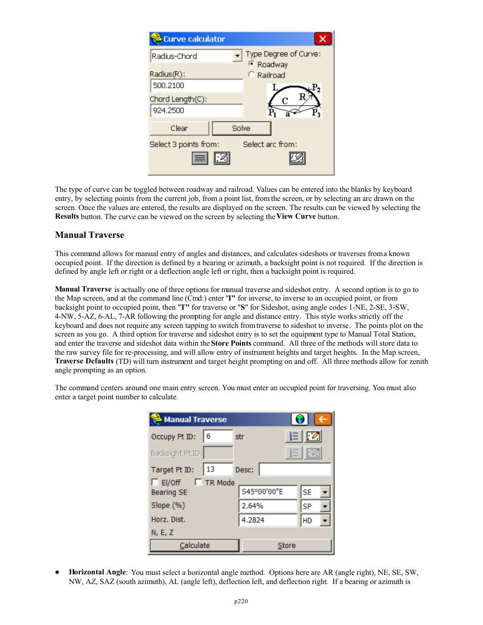 Manual traverse | Spectra Precision FAST Survey Reference Manual User Manual | Page 222 / 398