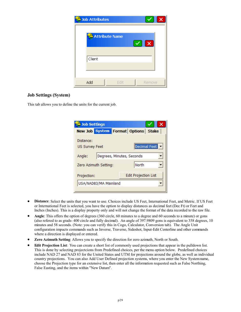 Job settings (system) | Spectra Precision FAST Survey Reference Manual User Manual | Page 31 / 398