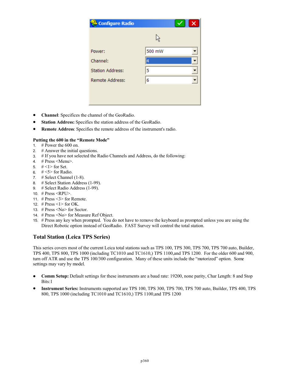 Total station (leica tps series) | Spectra Precision FAST Survey Reference Manual User Manual | Page 362 / 398