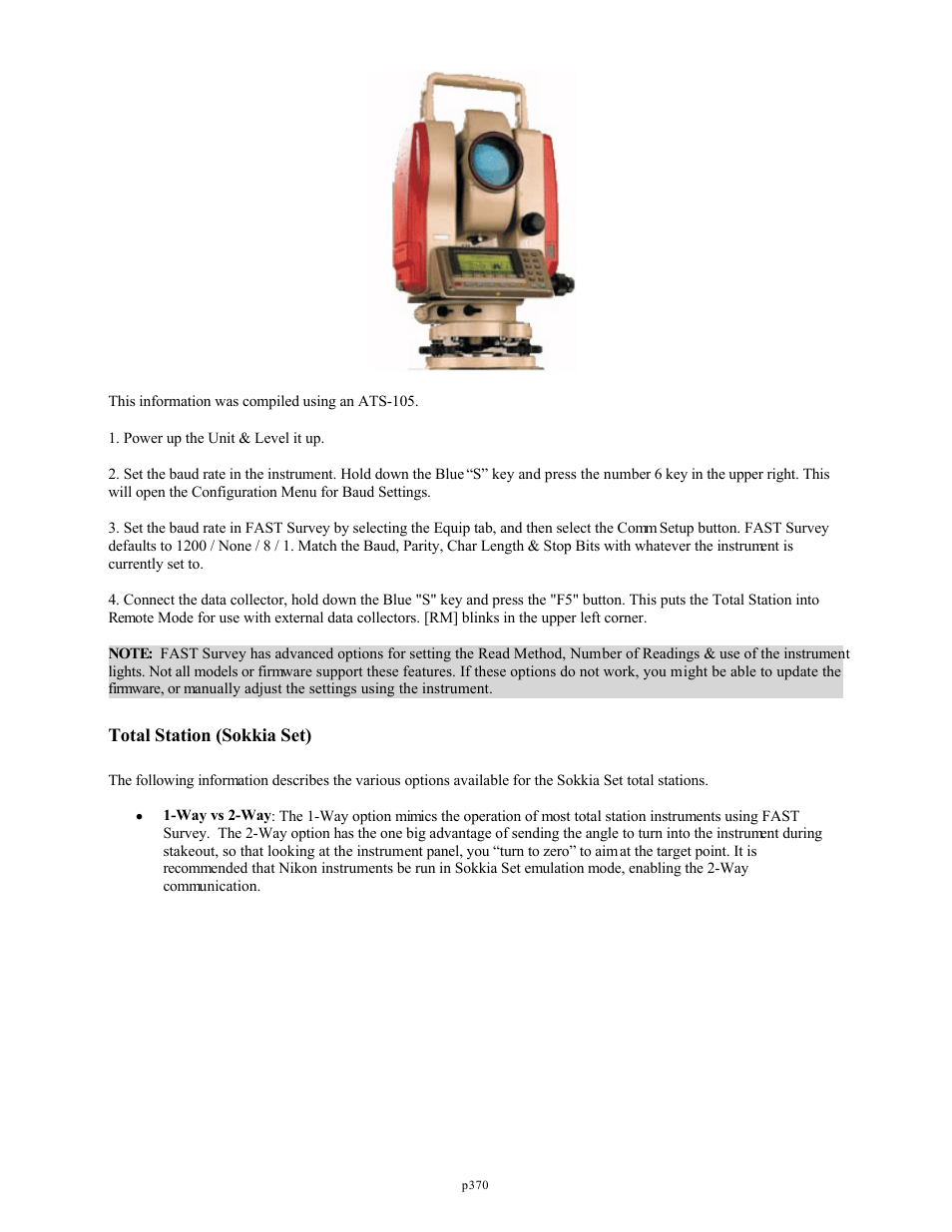 Total station (sokkia set) | Spectra Precision FAST Survey Reference Manual User Manual | Page 372 / 398