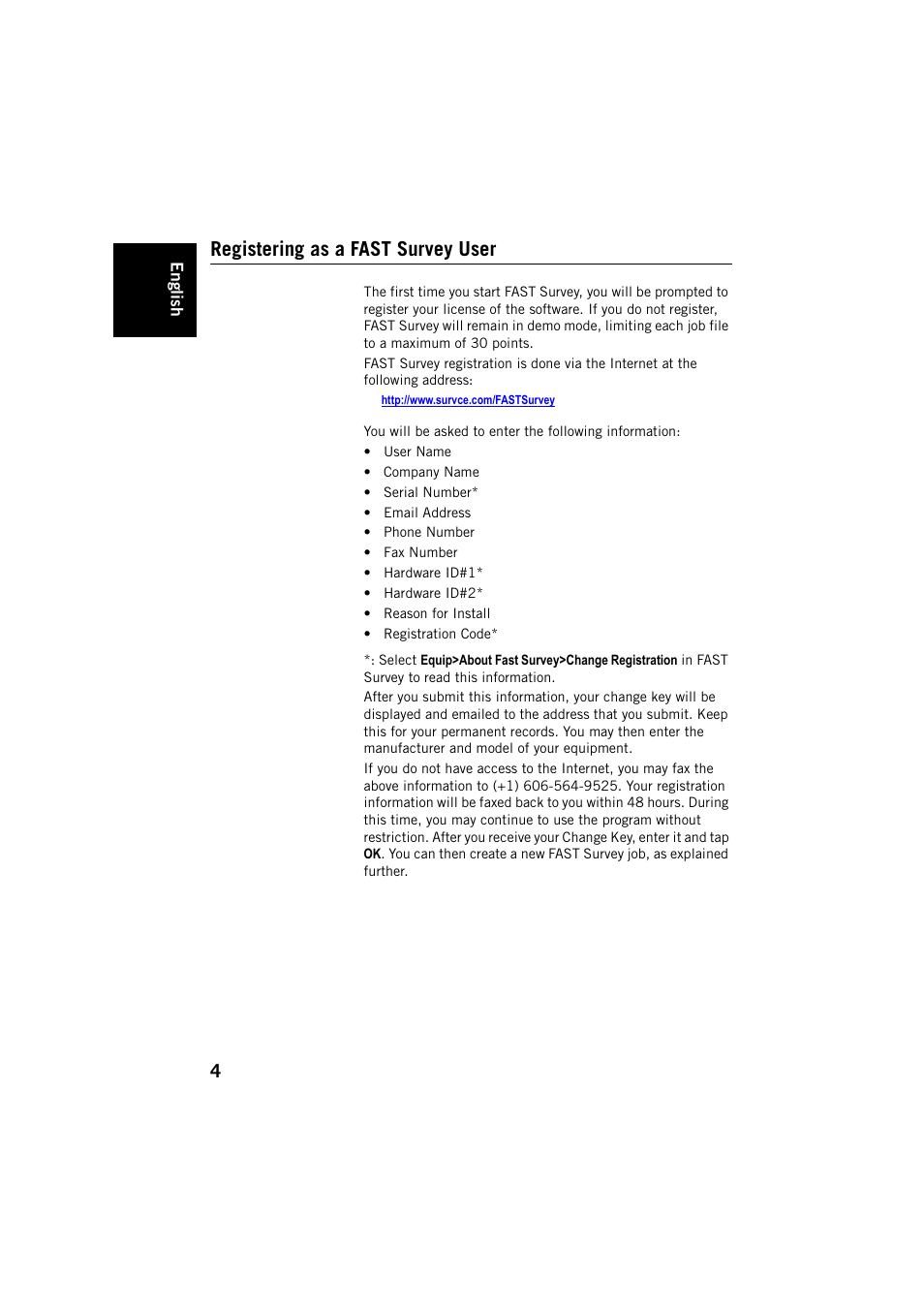 Registering as a fast survey user | Spectra Precision FAST Survey User Manual | Page 12 / 68