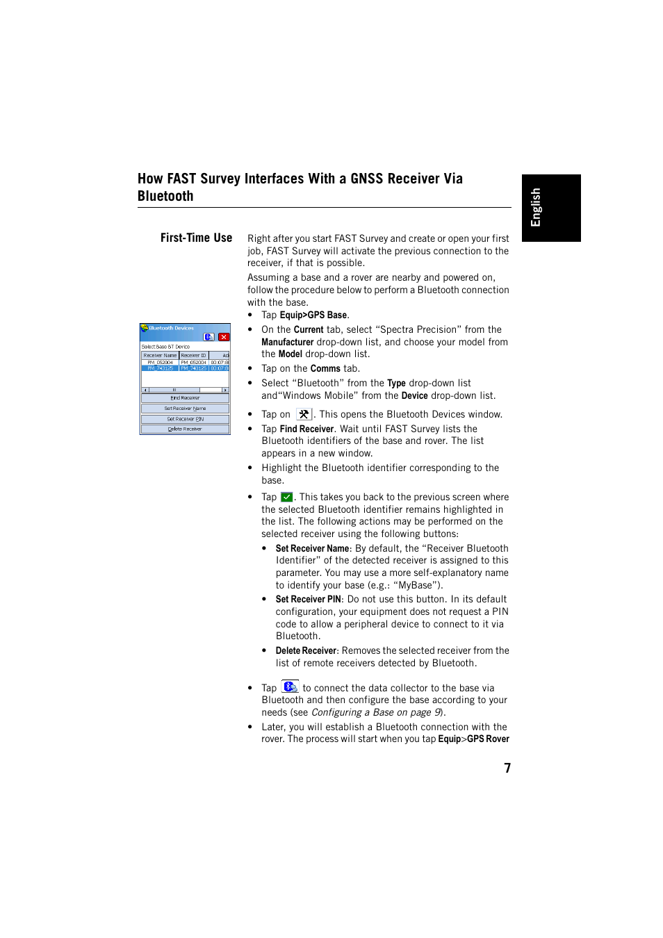 First-time use | Spectra Precision FAST Survey User Manual | Page 15 / 68