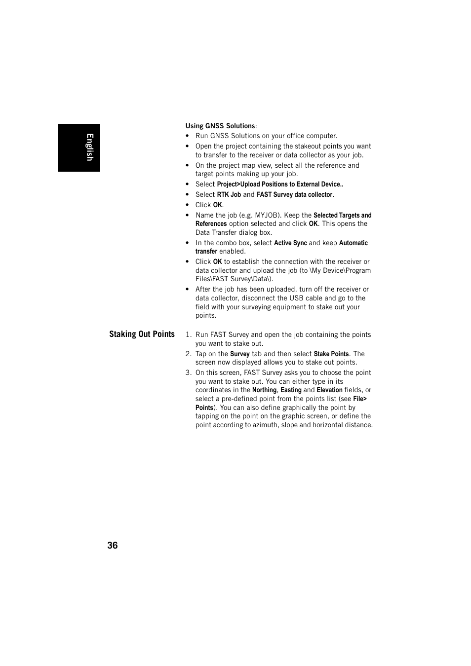 Staking out points | Spectra Precision FAST Survey User Manual | Page 44 / 68